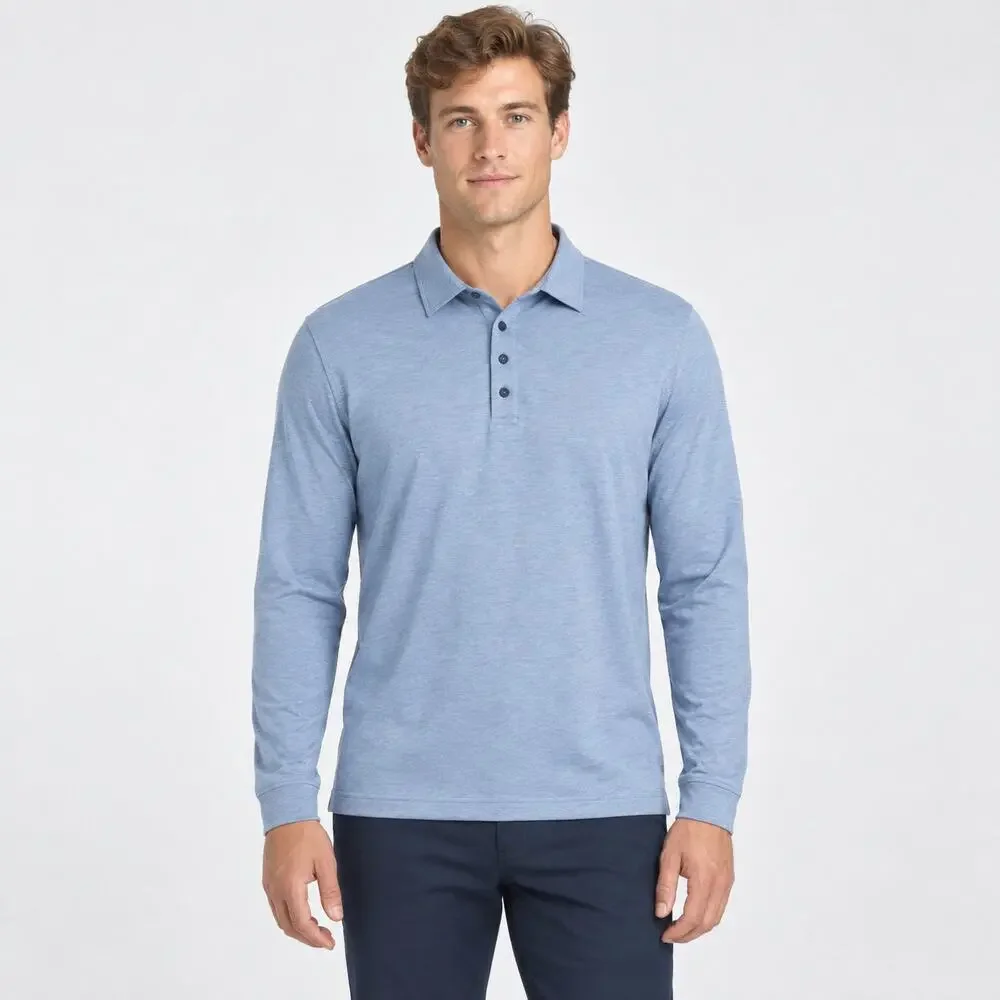J.Crew Performance Polo MENS S Blue Slim Long Sleeve COOLMAX UPF 50+ Golf Preppy